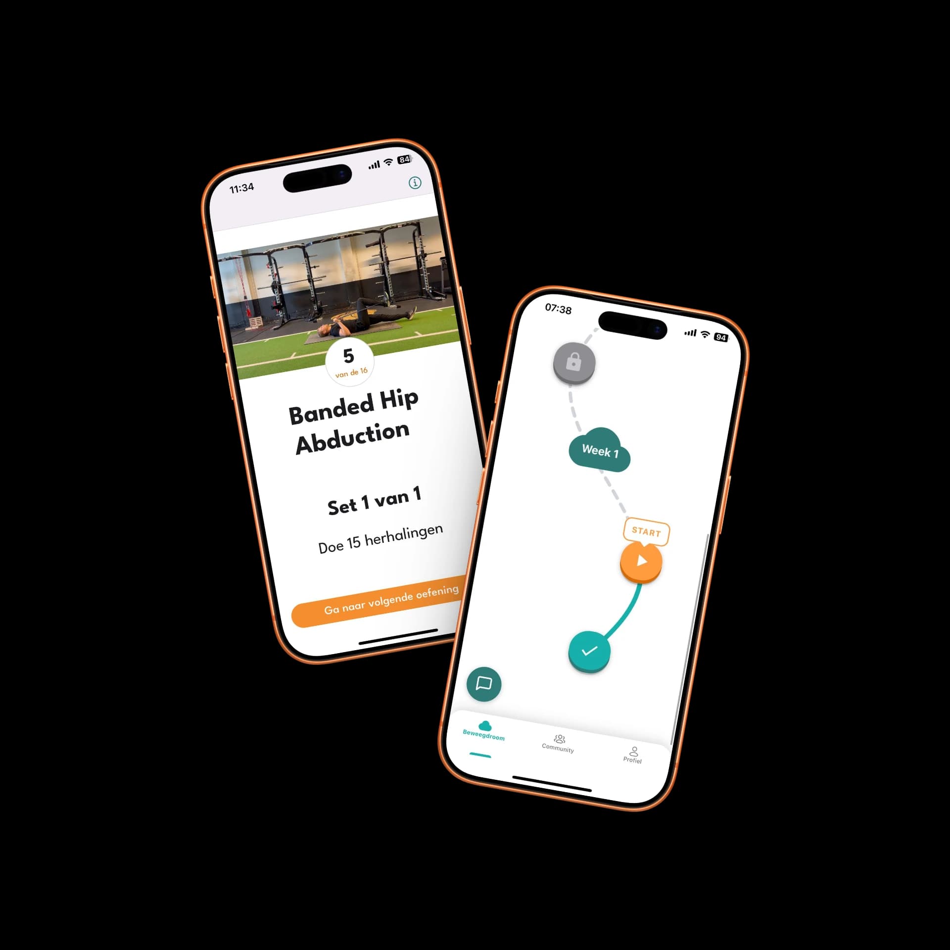 De RevOnc-app met een oefening en een persoonlijk beweegprogramma